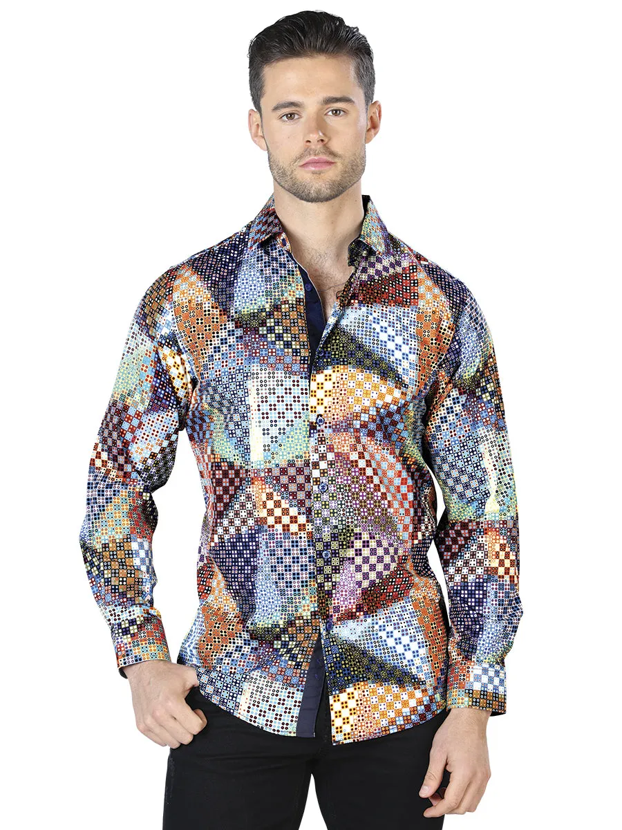 Camisa Casual Manga Larga Estampada Negro/Multicolor para Hombre 'El Señor de los Cielos' - ID: 44045