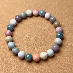 Creamy Macaron Color 8.3mm Alashan Agate Beaded Bracelet High-quality Healing Stone from Mongolia