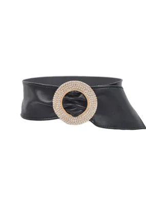 Rhinestone Buckle Slip Belt