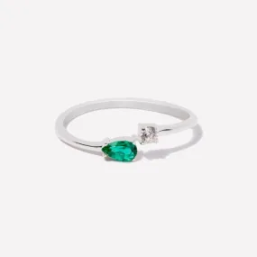 Serpentine Emerald Silver Ring